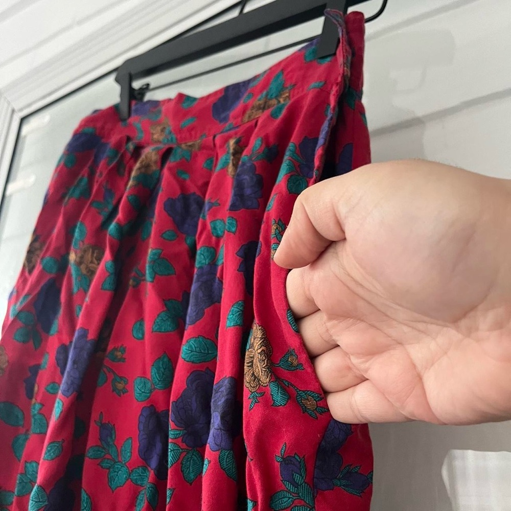 Floral Red Maxi Skirt - Picture 3 of 6
